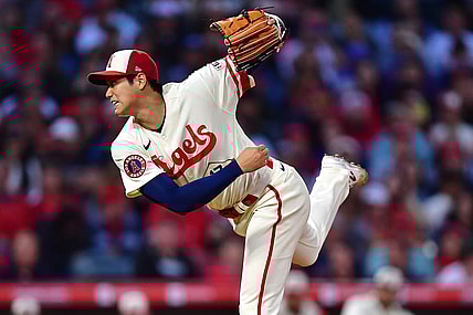 May 9, 2023; Anaheim, California, USA; Los Angeles Angels starting pitcher Shohei Ohtani (17) throws against the Houston Astros during the fourth inning at Angel Stadium. Mandatory Credit: Gary A. Vasquez-USA TODAY Sports
