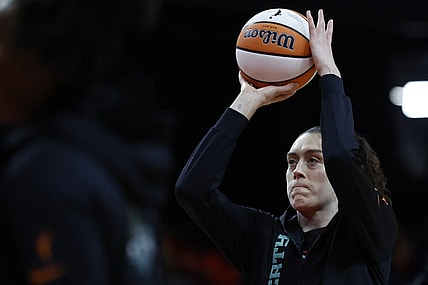 May 19, 2023; Washington, District of Columbia, USA; New York Liberty forward Breanna Stewart (30) during warmup prior to the game against the Washington Mystics at Entertainment & Sports Arena. Mandatory Credit: Geoff Burke-USA TODAY Sports