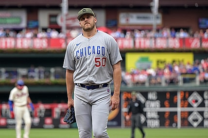 May 20, 2023; Philadelphia, Pennsylvania, USA;  Chicago Cubs starting pitcher Jameson Taillon (50) walks to the dugout after being pulled in the third inning against the Philadelphia Phillies at Citizens Bank Park. The Phillies won 12-3. Mandatory Credit: John Geliebter-USA TODAY Sports