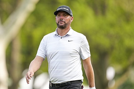 May 21, 2023; Rochester, New York, USA; Michael Block walks the 18th fairway during the final round of the PGA Championship golf tournament at Oak Hill Country Club. Mandatory Credit: Aaron Doster-USA TODAY Sports