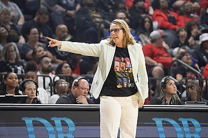 May 28, 2023; Las Vegas, Nevada, USA; Minnesota Lynx head coach Cheryl Reeve stands on the sideline during the first quarter against the Las Vegas Aces at Michelob Ultra Arena. Mandatory Credit: Lucas Peltier-USA TODAY Sports