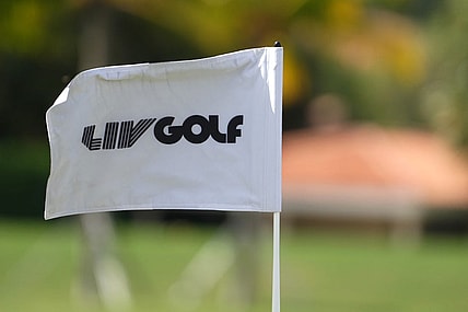 Oct 29, 2022; Miami, Florida, USA; A general view of the pin flag on the 16th green during the second round of the season finale of the LIV Golf series at Trump National Doral. Mandatory Credit: Jasen Vinlove-USA TODAY Sports