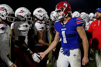 Jefferson's Sammy Brown (1) shakes hands with Loganville players after a GHSA high school football game between Jefferson and Loganville in Jefferson, Ga., on Friday, Oct. 21, 2022. Jefferson won 42-6.

News Joshua L Jones