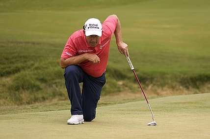 Jun 18, 2023; Los Angeles, California, USA; Padraig Harrington prepares to putt on the second hole during the final round of the U.S. Open golf tournament at Los Angeles Country Club. Mandatory Credit: Michael Madrid-USA TODAY Sports