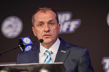 Oct 12, 2022; Charlotte, North Carolina, US; ACC commissioner James Phillips addresses the media during the ACC Men s  Basketball Tip-Off in Charlotte, NC.  Mandatory Credit: Jim Dedmon-USA TODAY Sports