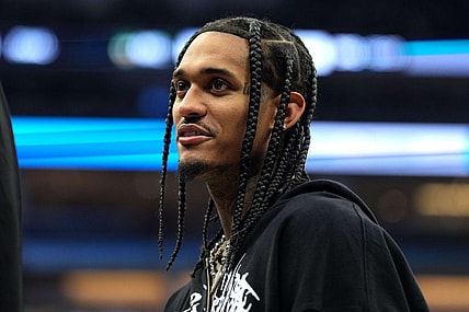 Mar 25, 2023; Sacramento, California, USA; Utah Jazz guard Jordan Clarkson (00) stands on the court during the second quarter against the Sacramento Kings at Golden 1 Center. Mandatory Credit: Darren Yamashita-USA TODAY Sports