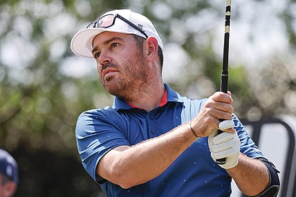 Mar 31, 2023; Orlando, Florida, USA; Louis Oosthuizen of the Stinger golf club plays his shot from the seventh tee during the first round of a LIV Golf event at Orange County National. Mandatory Credit: Reinhold Matay-USA TODAY Sports
