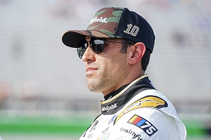Jul 8, 2023; Hampton, Georgia, USA; NASCAR Cup Series driver Aric Almirola (10) prior to qualifying at Atlanta Motor Speedway. Mandatory Credit: Marvin Gentry-USA TODAY Sports