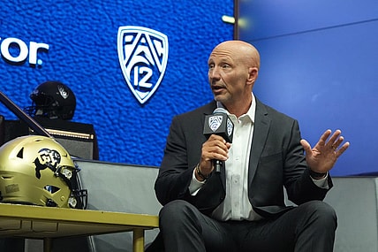 Jul 21, 2023; Las Vegas, NV, USA; Colorado Buffaloes defensive coordinator Charles Kelly during Pac-12 Media Day at Resorts World Las Vegas. tMandatory Credit: Kirby Lee-USA TODAY Sports