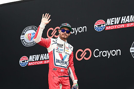 Jul 17, 2023; Loudon, New Hampshire, USA; NASCAR Cup Series driver Kyle Larson (5) is introduced before the start of  the Crayon 301 at New Hampshire Motor Speedway. Mandatory Credit: Eric Canha-USA TODAY Sports