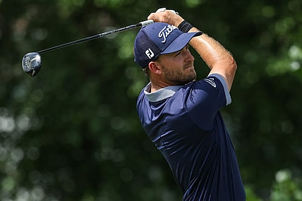 Jul 28, 2023; Blaine, Minnesota, USA; Lee Hodges hits his tee shot on the fifth hole during the second round of the 3M Open golf tournament. Mandatory Credit: Matt Krohn-USA TODAY Sports