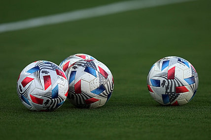 Jul 21, 2021; Fort Lauderdale, FL, USA; A general view of match balls on the pitch prior to the match between Inter Miami CF and the New England Revolution at DRV PNK Stadium. Mandatory Credit: Jasen Vinlove-USA TODAY Sports