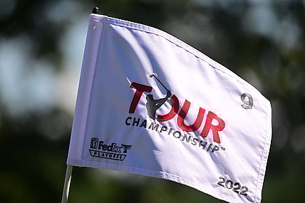 Aug 28, 2022; Atlanta, Georgia, USA; General view of the flag on the 9th hole during the final round of the TOUR Championship golf tournament. Mandatory Credit: Adam Hagy-USA TODAY Sports