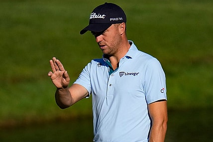May 31, 2023; Dublin, Ohio, USA;  Justin Thomas eyes up a putt on the 14th green during the Workday Golden Bear Pro Am at the Memorial Tournament at Muirfield Village Golf Club in Dublin.