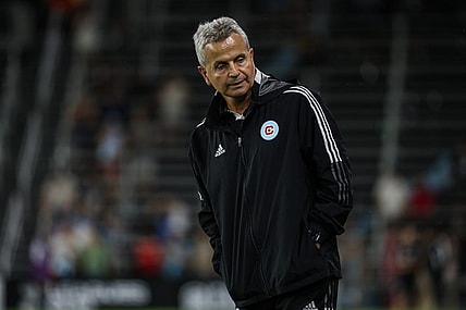 Jul 27, 2023; Saint Paul, MN, USA; Chicago Fire head coach Frank Klopas looks on during the second half against the Minnesota United at Allianz Field. Mandatory Credit: Matt Krohn-USA TODAY Sports