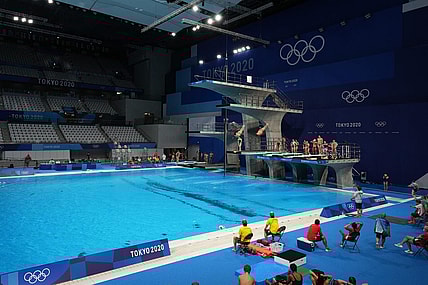 General view of swimming and diving venue. Mandatory Credit: Kirby Lee-USA TODAY Network