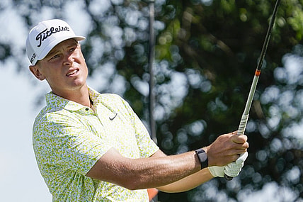 May 13, 2023; McKinney, Texas, USA; Vincent Norrman watches his shot from the second tee during the third round of the AT&T Byron Nelson golf tournament. Mandatory Credit: Raymond Carlin III-USA TODAY Sports