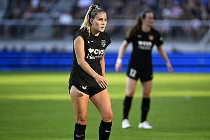 Sep 3, 2023; Washington, District of Columbia, USA; Washington Spirit midfielder Ashley Sanchez (10) reacts during the game against Chicago Red Stars during the second half at Audi Field. Mandatory Credit: Brad Mills-USA TODAY Sports