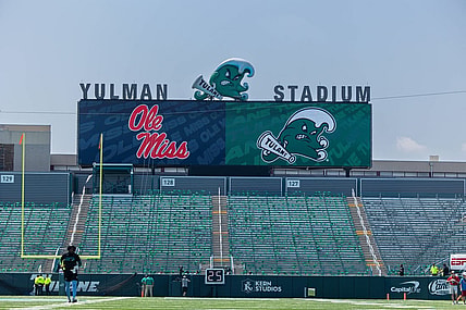 Sep 9, 2023; New Orleans, Louisiana, USA; During pregame of the game between the Tulane Green Wave and the Mississippi Rebels at Yulman Stadium. Mandatory Credit: Stephen Lew-USA TODAY Sports