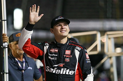 Sep 14, 2023; Bristol, Tennessee, USA; NASCAR Truck Series driver Corey Heim (11)during driver introductions for the NASCAR Craftsman Truck Series race at Bristol Motor Speedway. Mandatory Credit: Randy Sartin-USA TODAY Sports