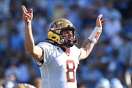 Sep 16, 2023; Chapel Hill, North Carolina, USA; Minnesota Golden Gophers quarterback Athan Kaliakmanis (8) on the field in the second quarter at Kenan Memorial Stadium. Mandatory Credit: Bob Donnan-USA TODAY Sports