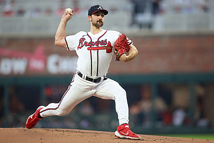 Sep 19, 2023; Atlanta, Georgia, USA; Atlanta Braves starting pitcher Spencer Strider (99) throws against the Philadelphia Phillies in the first inning at Truist Park. Mandatory Credit: Brett Davis-USA TODAY Sports