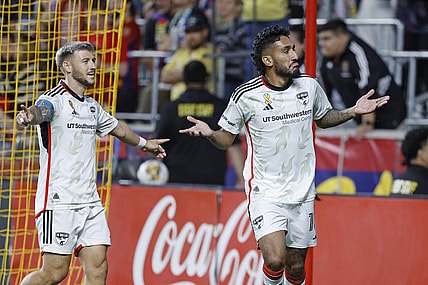Sep 20, 2023; Sandy, Utah, USA;  FC Dallas forward Jesus Ferreira (10) celebrates a second half goal against the Real Salt Lake at America First Field. Mandatory Credit: Jeff Swinger-USA TODAY Sports