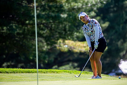 Jasmine Suwannapura chips tthe ball onto the green Thursday, June 16, 2022, at Blythefield Country Club in Belmont Michigan.

Meijer Classic Lpga 2022 16