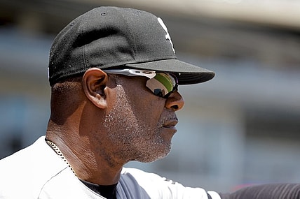 May 27, 2023; Detroit, Michigan, USA;  Chicago White Sox first base coach Daryl Boston (8) looks on from the dugout in the third inning against the Detroit Tigers at Comerica Park. Mandatory Credit: Rick Osentoski-USA TODAY Sports