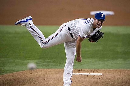 Sep 6, 2023; Arlington, Texas, USA; Texas Rangers starting pitcher Max Scherzer (31) in action during the game between the Texas Rangers and the Houston Astros at Globe Life Field. Mandatory Credit: Jerome Miron-USA TODAY Sports