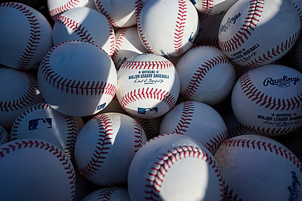 Sep 21, 2023; Oakland, California, USA; A general view of baseballs in a bin before the game between the Detroit Tigers and the Oakland Athletics at Oakland-Alameda County Coliseum. Mandatory Credit: Robert Edwards-USA TODAY Sports