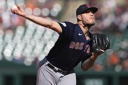 Oct 1, 2023; Baltimore, Maryland, USA; Boston Red Sox pitcher Tanner Houck (89) delivers in the first inning against the Baltimore Orioles at Oriole Park at Camden Yards. Mandatory Credit: Mitch Stringer-USA TODAY Sports