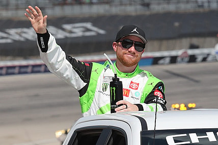 Sep 24, 2023; Fort Worth, Texas, USA;  NASCAR Cup Series driver Tyler Reddick (45) during driver introductions before the AutoTrader EcoPark Automotive 400 at Texas Motor Speedway. Mandatory Credit: Michael C. Johnson-USA TODAY Sports