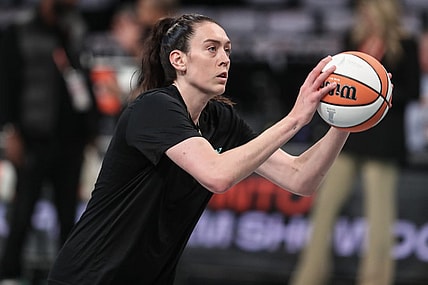 Oct 15, 2023; Brooklyn, New York, USA; New York Liberty forward Breanna Stewart (30) warms up prior to game three of the 2023 WNBA Finals against the Las Vegas Aces at Barclays Center. Mandatory Credit: Wendell Cruz-USA TODAY Sports
