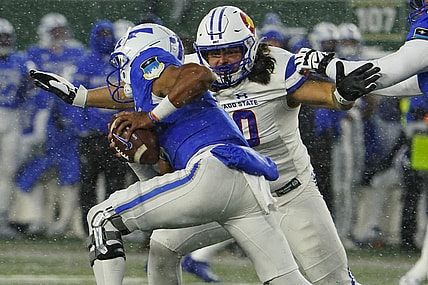 Oct 28, 2023; Fort Collins, Colorado, USA;  Colorado State Rams defensive lineman Grady Kelly (90) chases Air Force Falcons quarterback Zac Larrier (9) in the second quarter at Sonny Lubick Field at Canvas Stadium. Mandatory Credit: Michael Madrid-USA TODAY Sports