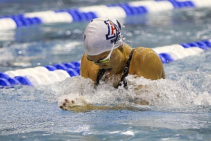 Mar 16, 2022; Atlanta, Georgia, USA; Arizona Wildcats swimmer Jade Neser swims at the NCAA Women   s Swimming & Diving Championship at Georgia Tech. Mandatory Credit: Brett Davis-USA TODAY Sports