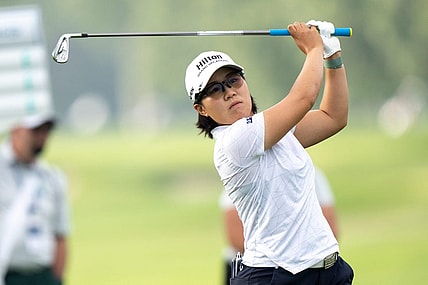 Nasa Hataoka, of Ibaraki, Japan, hits an approach shot on hole 1 during round 1 of the 2023 Kroger Queen City Championship in at Kenwood Country Club in Madeira, Ohio, on Thursday, Sept. 7, 2023.