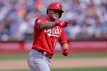 Sep 17, 2023; New York City, New York, USA; Cincinnati Reds left fielder Nick Senzel (15) rounds the bases after hitting a solo home run against the New York Mets during the fifth inning at Citi Field. Mandatory Credit: Brad Penner-USA TODAY Sports