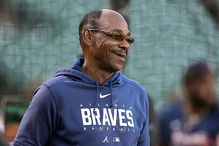 Aug 25, 2023; San Francisco, California, USA; Atlanta Braves third base coach Ron Washington (37) before the game against the San Francisco Giants at Oracle Park. Mandatory Credit: Darren Yamashita-USA TODAY Sports