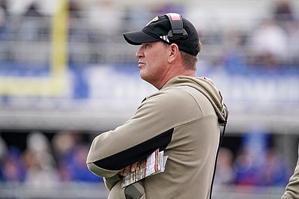 Nov 11, 2023; Lawrence, Kansas, USA; Kansas Jayhawks head coach Lance Leipold looks on during the first half against the Texas Tech Red Raiders at David Booth Kansas Memorial Stadium. Mandatory Credit: Denny Medley-USA TODAY Sports
