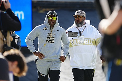 Colorado Buffaloes head coach Deion Sanders before the game against the Arizona Wildcats at Folsom Field. Mandatory Credit: Ron Chenoy-USA TODAY Sports