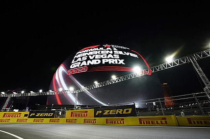 Nov 17, 2023; Las Vegas, Nevada, USA; The MSG Sphere is observed prior to the start of the qualifiers at the Las Vegas Strip Circuit. Mandatory Credit: Lucas Peltier-USA TODAY Sports