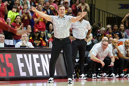 Nov 23, 2023; Kissimmee, Florida, USA;  Iowa State Cyclones head coach T. J. Otzelberger reacts after a play against the Virginia Commonwealth Rams in the second half during the ESPN Events Invitational at State Farm Field House. Mandatory Credit: Nathan Ray Seebeck-USA TODAY Sports