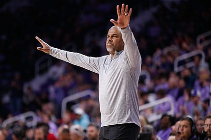 Kansas State coach Jerome Tang calls out plays during the second half of Tuesday's game against Oral Roberts inside Bramlage Coliseum.