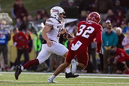 NMSU quarterback Diego Pavia runs the ball during the Isleta New Mexico Bowl on Saturday, Dec. 16, 2023, at the University Stadium in Albuquerque.