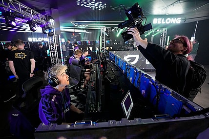 Eli "Standy" Bentz of Minnesota R  KKR smiles for the camera held by Joey "JoeFries" Pennacchio while competing in the Call of Duty League Pro-Am Classic esports tournament at Belong Gaming Arena in Columbus on May 6, 2022.

Call Of Duty Esports Tournament