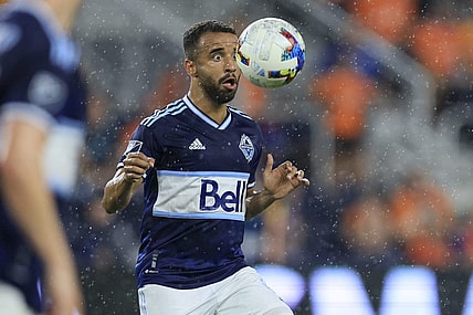 Jul 13, 2022; Cincinnati, Ohio, USA; Vancouver Whitecaps midfielder Caio Alexandre (8) follows the ball in the play against FC Cincinnati in the second half at TQL Stadium. Mandatory Credit: Aaron Doster-USA TODAY Sports