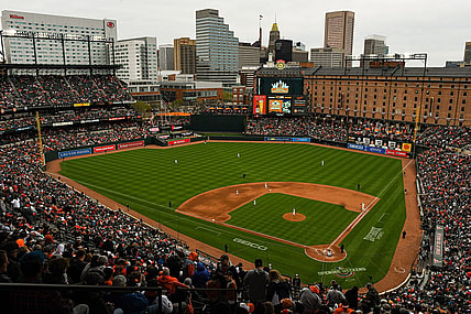 Apr 7, 2023; Baltimore, Maryland, USA; A general view of  Oriole Park at Camden Yards during  the game between the Baltimore Orioles and the New York Yankees . Mandatory Credit: Tommy Gilligan-USA TODAY Sports