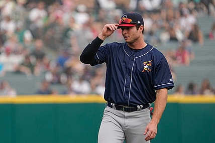 Jun 28, 2023; Columbus, Ohio, USA;  Toledo Mud Hens second baseman Colt Keith (39) warms up prior to the MiLB baseball game against the Columbus Clippers at Huntington Park. Mandatory Credit: Adam Cairns-The Columbus Dispatch