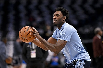 Jan 9, 2024; Dallas, Texas, USA; Memphis Grizzlies guard Vince Williams Jr. (5) warms up before the game between the Dallas Mavericks and the Memphis Grizzlies at the American Airlines Center. Mandatory Credit: Jerome Miron-USA TODAY Sports